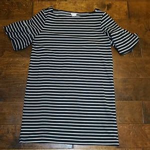 Merona black white stripe dress medium bell sleeve